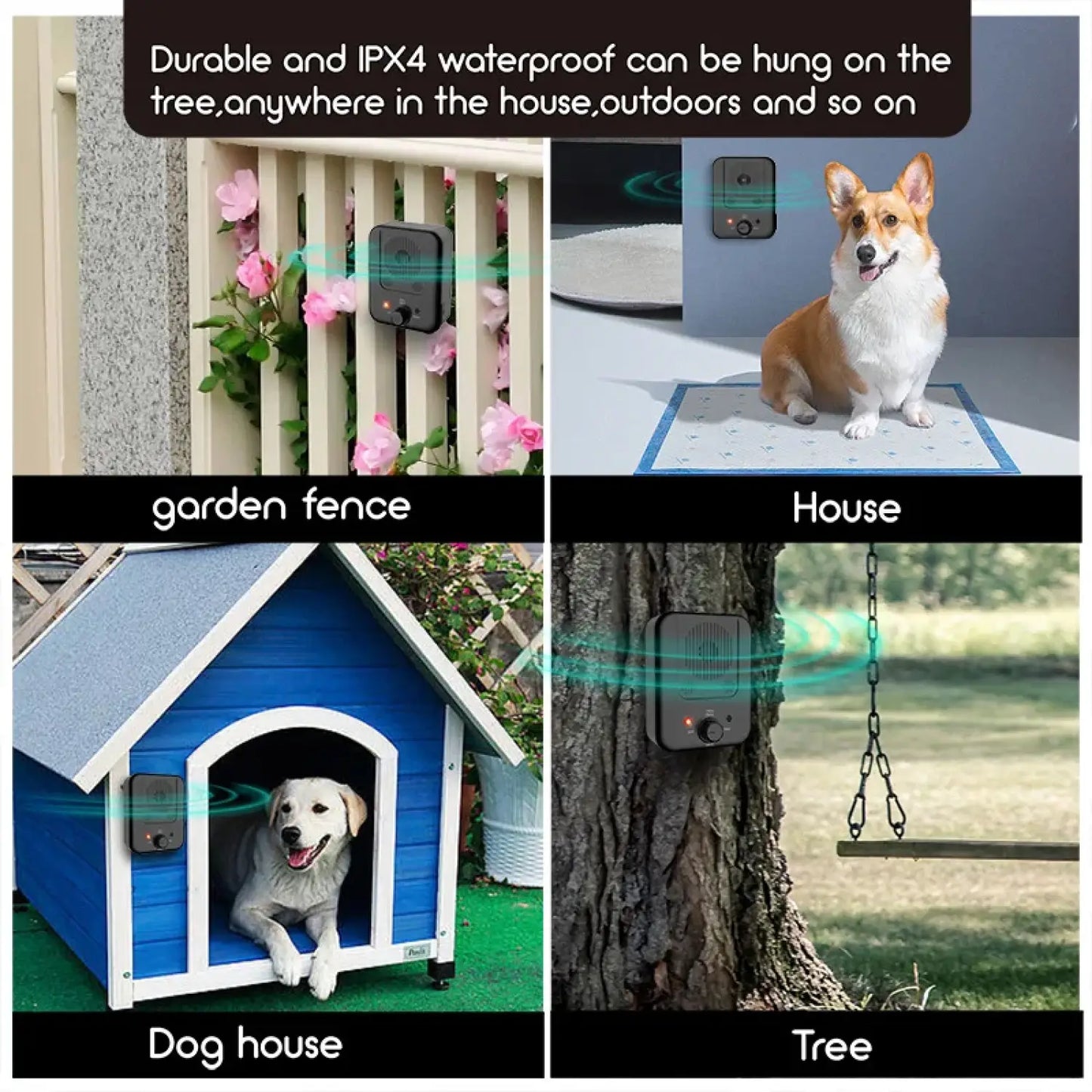 Bark Control Device – Ultrasonic Anti-Bark Trainer for Dogs - Black