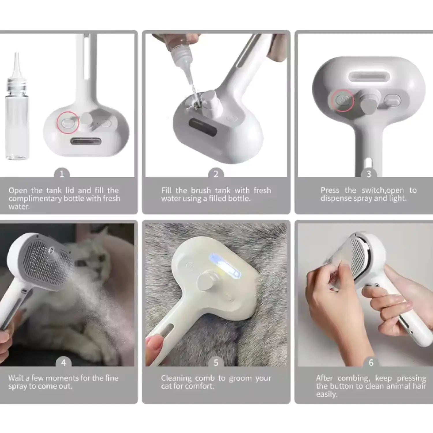 2-in-1 Dog Grooming Comb with Spray for Detangle Clean & De-Shed - Grooming Comb