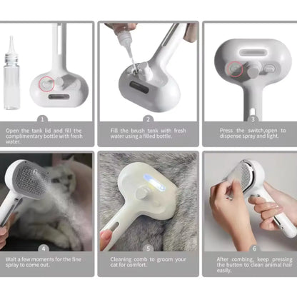 2-in-1 Dog Grooming Comb with Spray for Detangle Clean & De-Shed - Grooming Comb