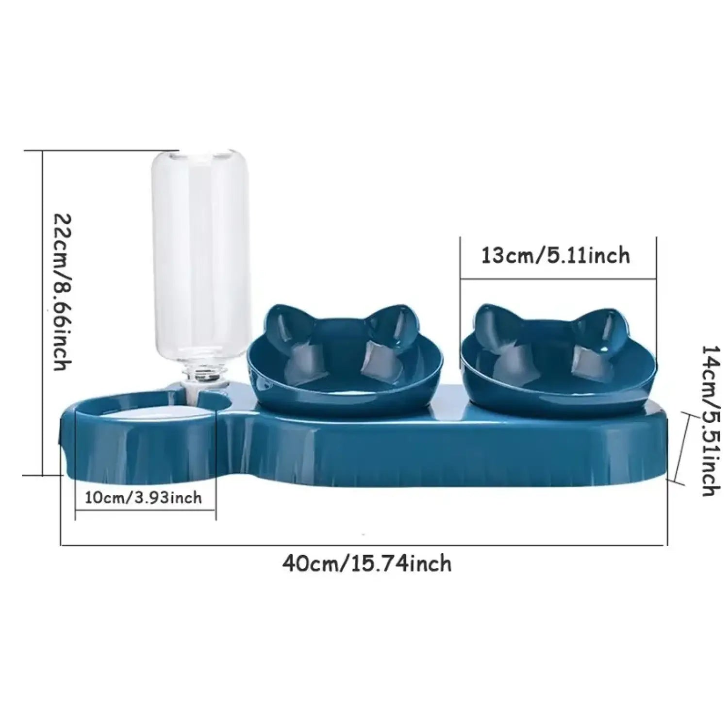 3-in-1 Tilted Pet Bowl Feeder for Cats - Deep Blue / M