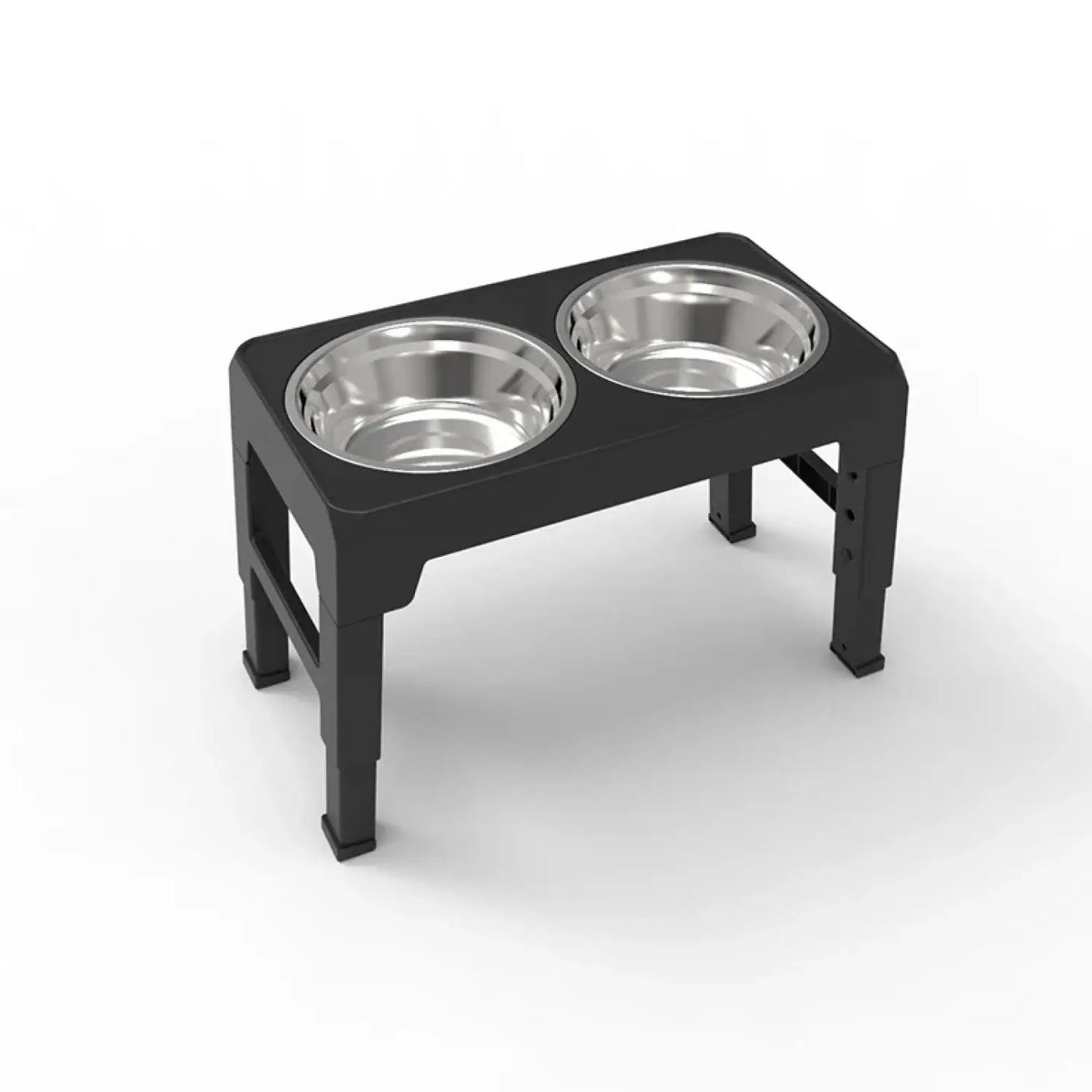 Adjustable Elevated Dog Feeder with Double Stainless Steel Bowls - Black / 2 Stainless Steel - Dog Feeder