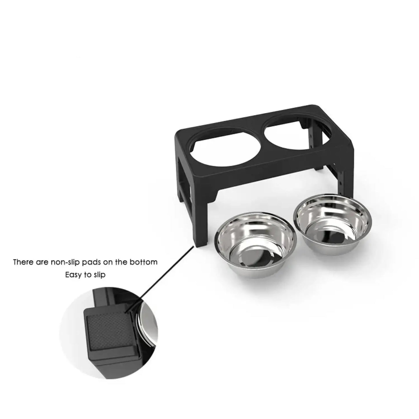 Adjustable Elevated Dog Feeder with Double Stainless Steel Bowls - Dog Feeder