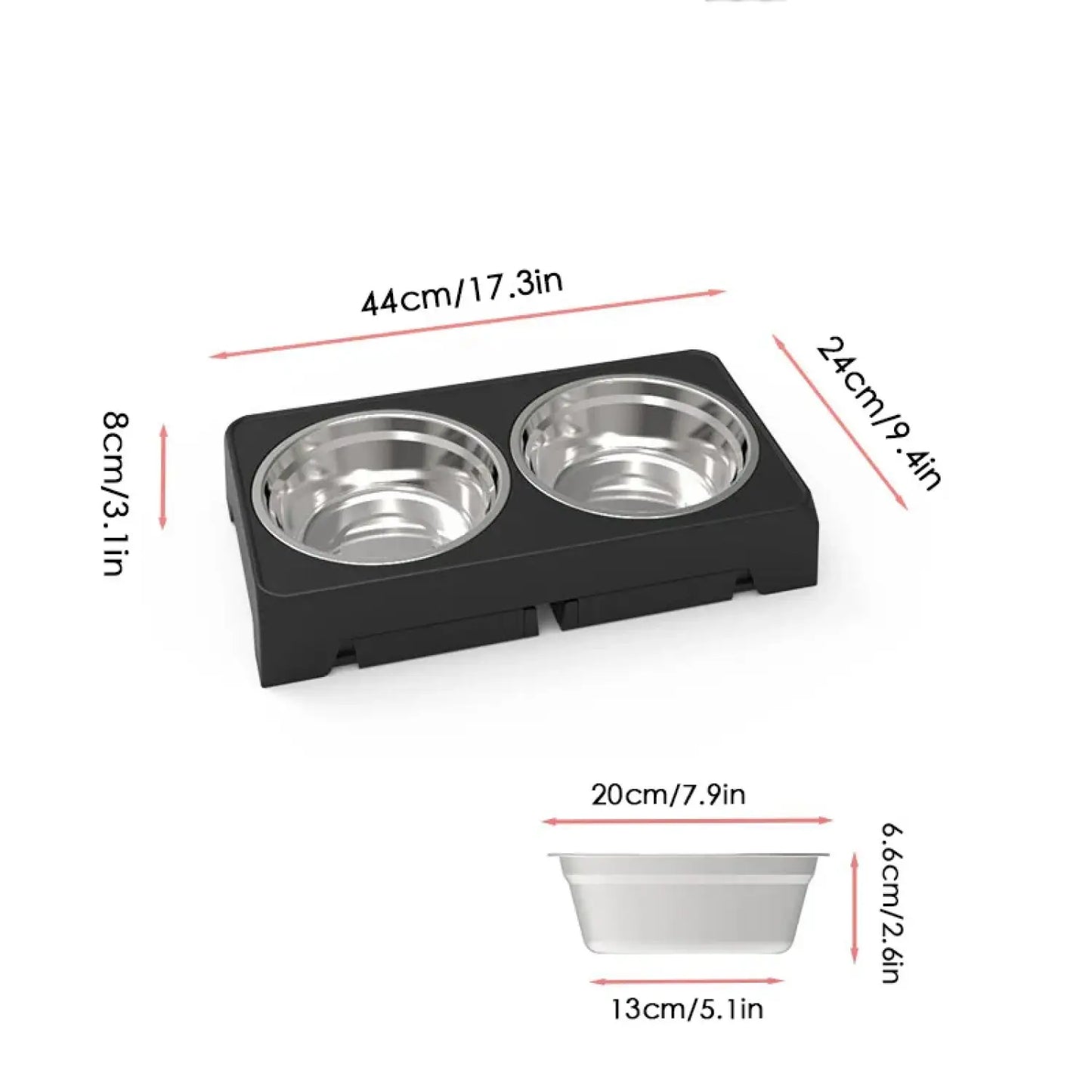 Adjustable Elevated Dog Feeder with Double Stainless Steel Bowls - Dog Feeder