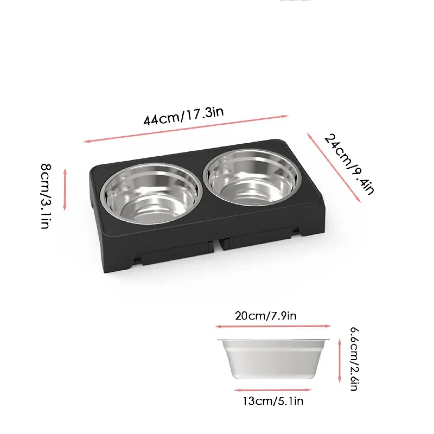 Adjustable Elevated Dog Feeder with Double Stainless Steel Bowls - Dog Feeder