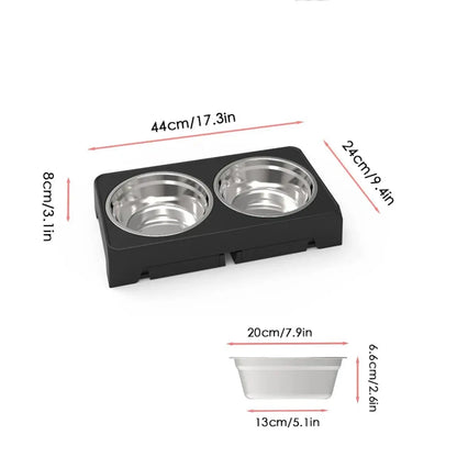 Adjustable Elevated Dog Feeder with Double Stainless Steel Bowls - Dog Feeder