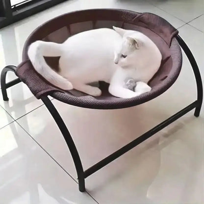 Cat Hammock Bed – Breathable Elevated Resting Spot for Cats - Coffee - Breathable Bed