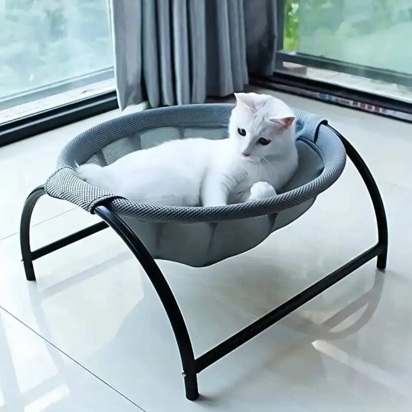 Cat Hammock Bed – Breathable Elevated Resting Spot for Cats - Gray - Breathable Bed