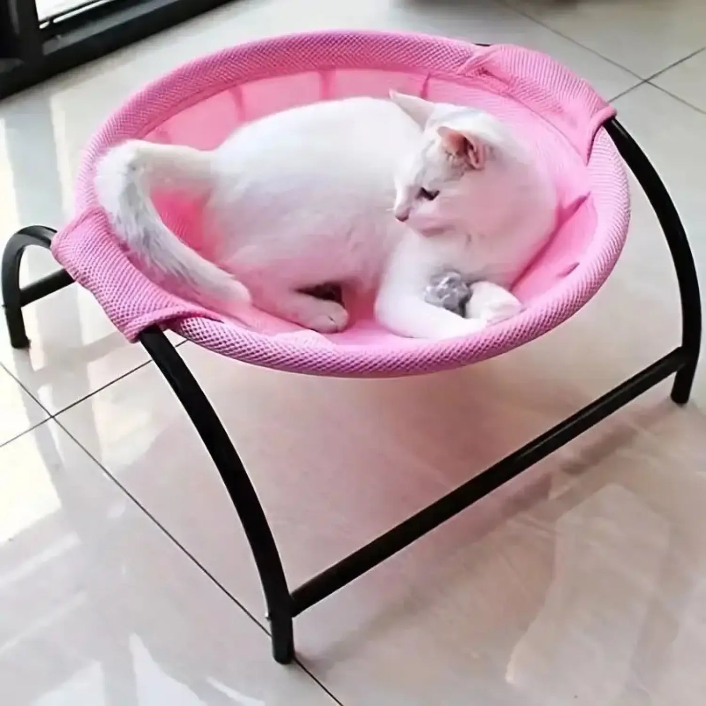 Cat Hammock Bed – Breathable Elevated Resting Spot for Cats - Pink - Breathable Bed