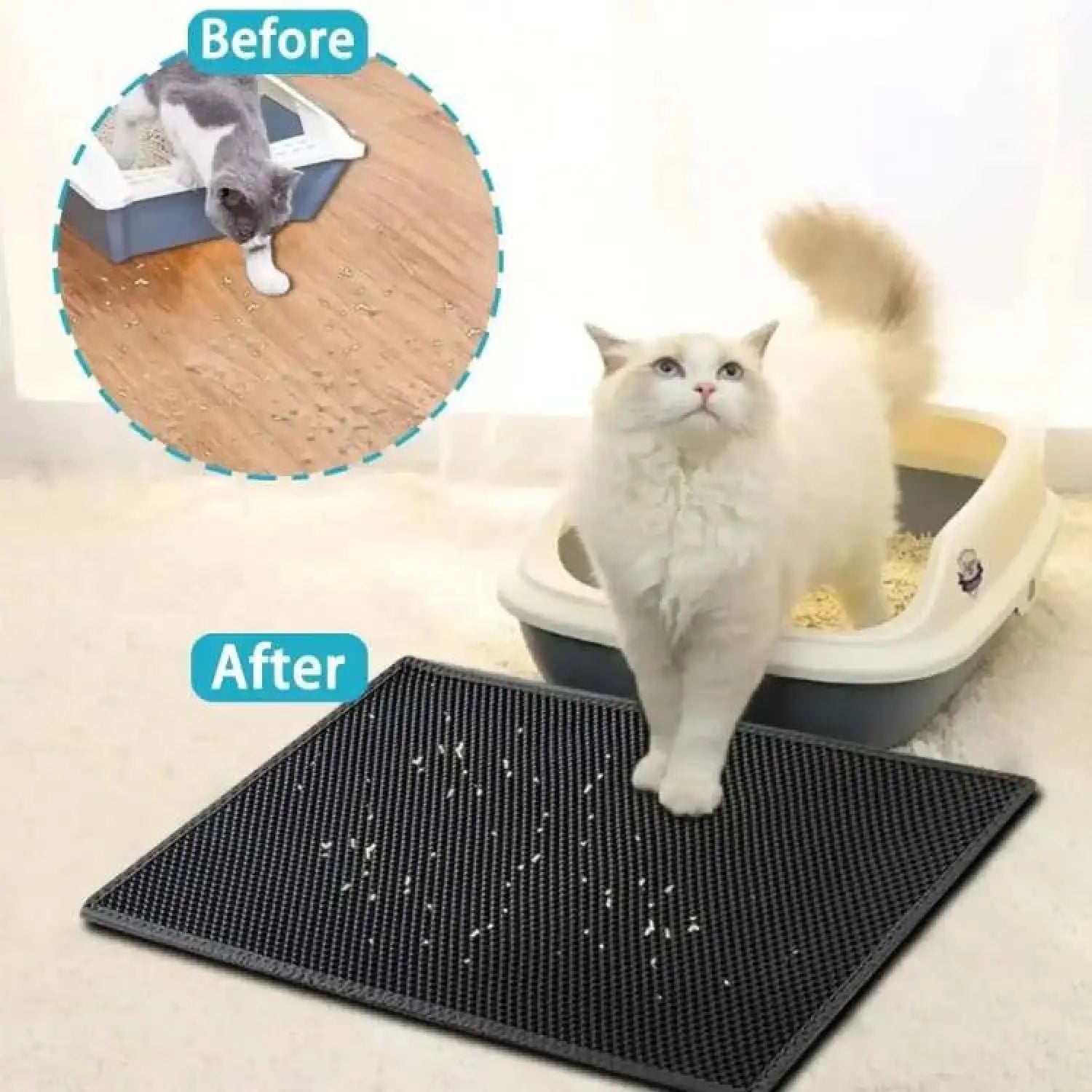 Cat Mat for Litter – Double Layer EVA Waterproof Anti-Slip Pad