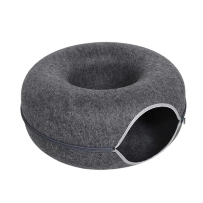 Cat Tunnel Bed with Cozy Felt Donut Design for Indoor Fun - Grey / 50X20 CM / China