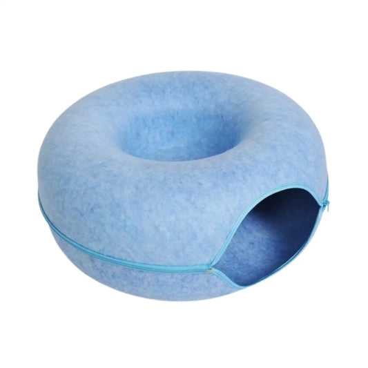 Cat Tunnel Bed with Cozy Felt Donut Design for Indoor Fun - Blue / 50X20 CM / China