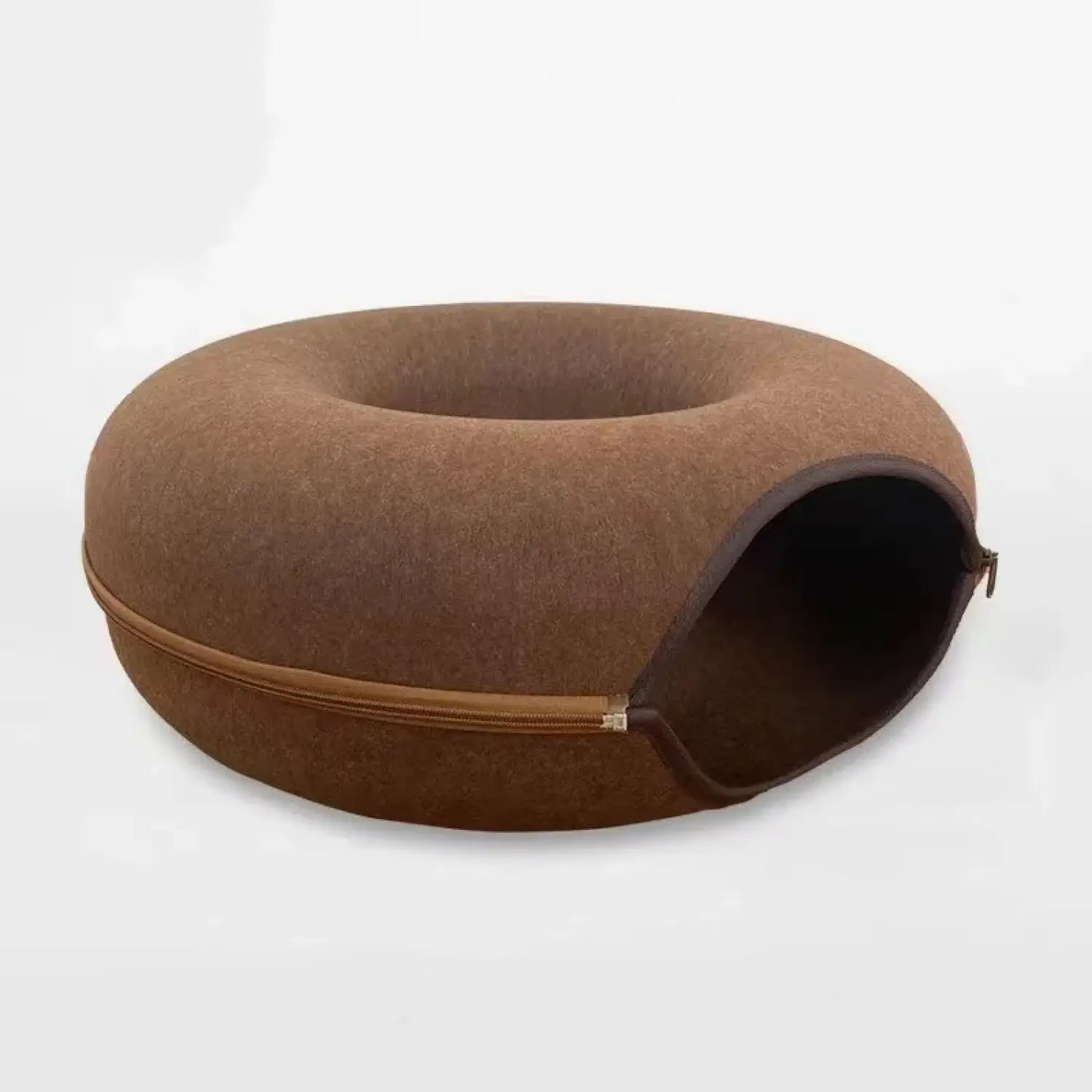 Cat Tunnel Bed with Cozy Felt Donut Design for Indoor Fun - Coffee / 50X20 CM / China