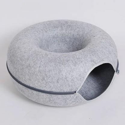 Cat Tunnel Bed with Cozy Felt Donut Design for Indoor Fun - Light grey / 50X20 CM / China