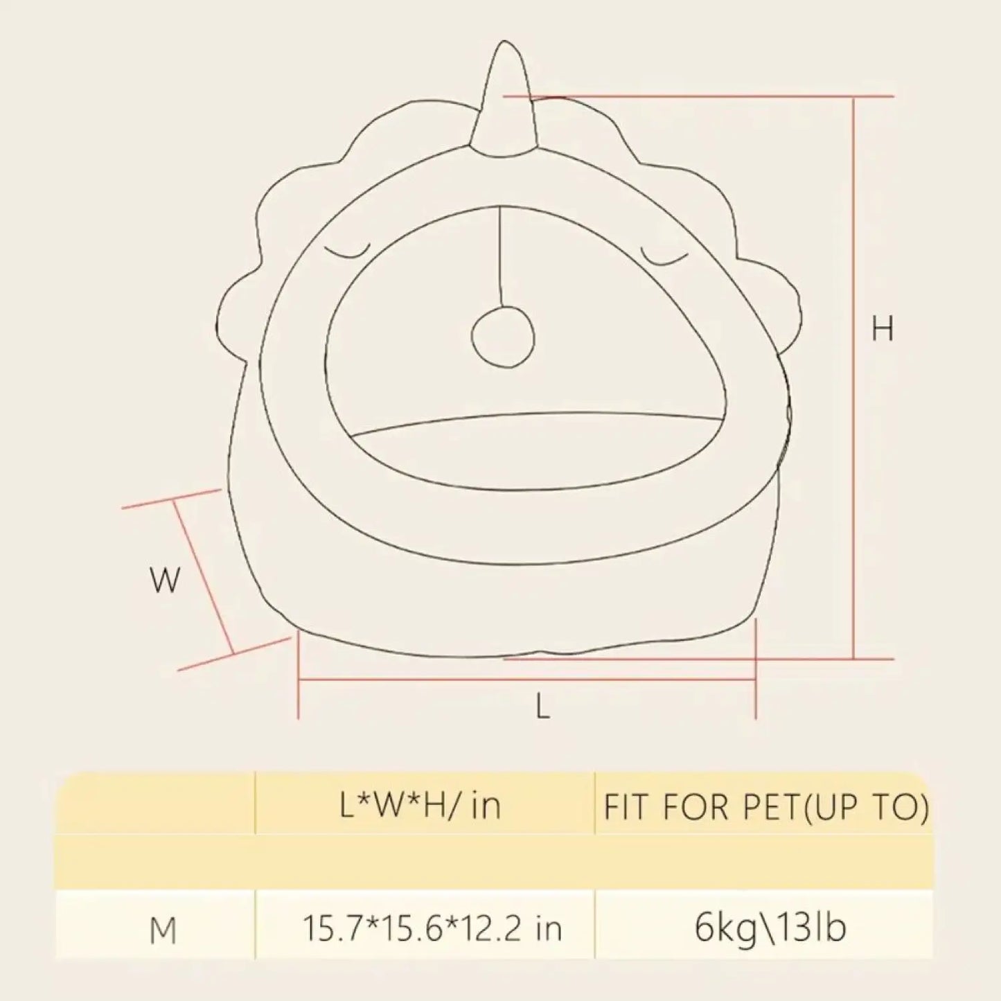 Dinosaur-Themed Dog Bed – Plush Pet House with Toy - Beds & Blankets