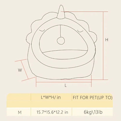 Dinosaur-Themed Dog Bed – Plush Pet House with Toy - Beds & Blankets