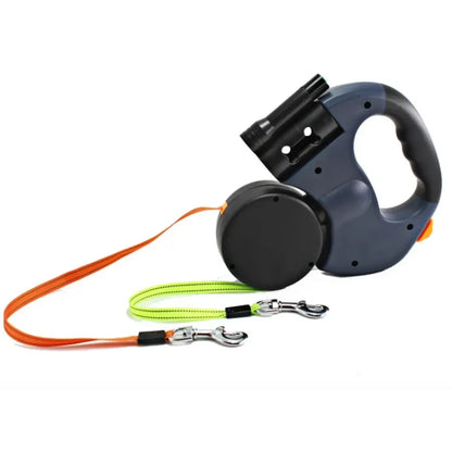 LED Retractable Dog Leash – Dual Lead with Light & Waste Bag Holder