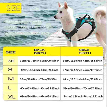 Reflective service dog harness sizes