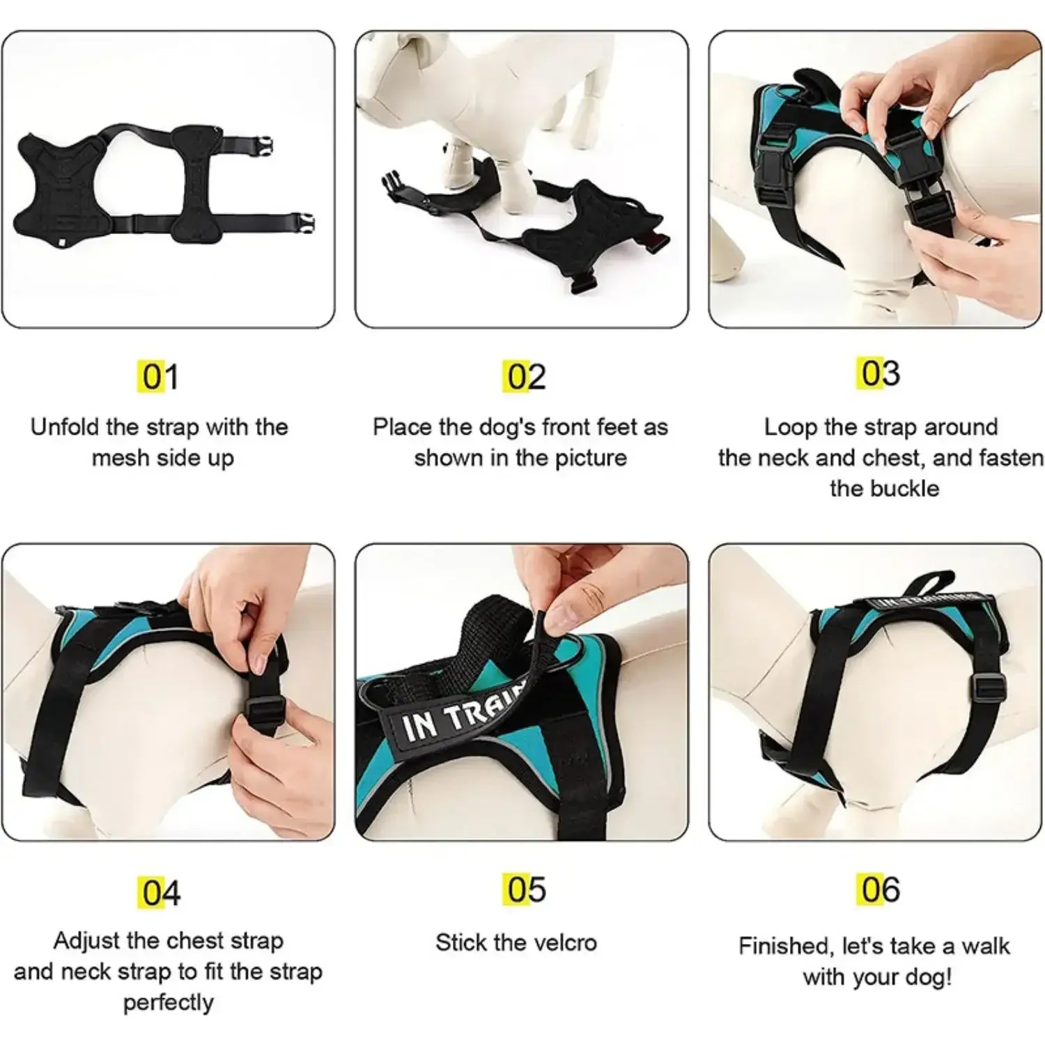 Reflective Service Dog Harness with 5 Patches - Adjustable and Comfortable Fit - Dog Harness