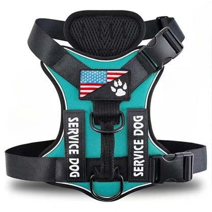Reflective Service Dog Harness with 5 Patches - Adjustable and Comfortable Fit - Green / XS - Dog Harness