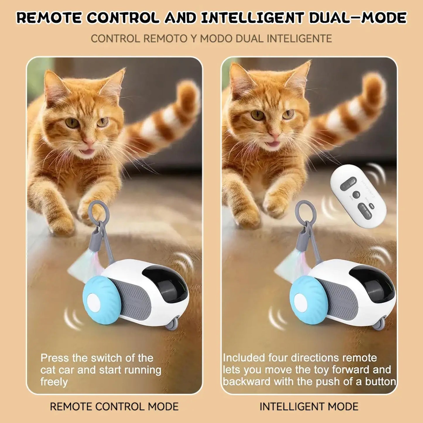 Remote Cat Toy – Smart Interactive Rolling Car with Dual Control