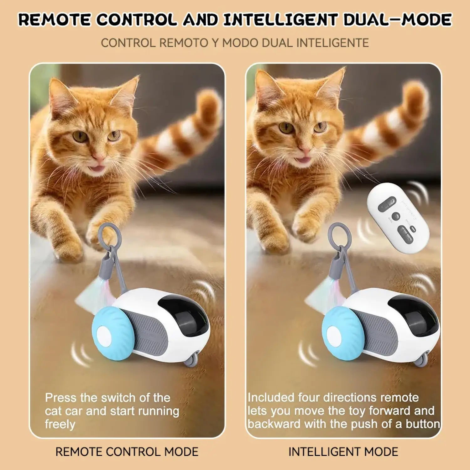 Remote Cat Toy – Smart Interactive Rolling Car with Dual Control