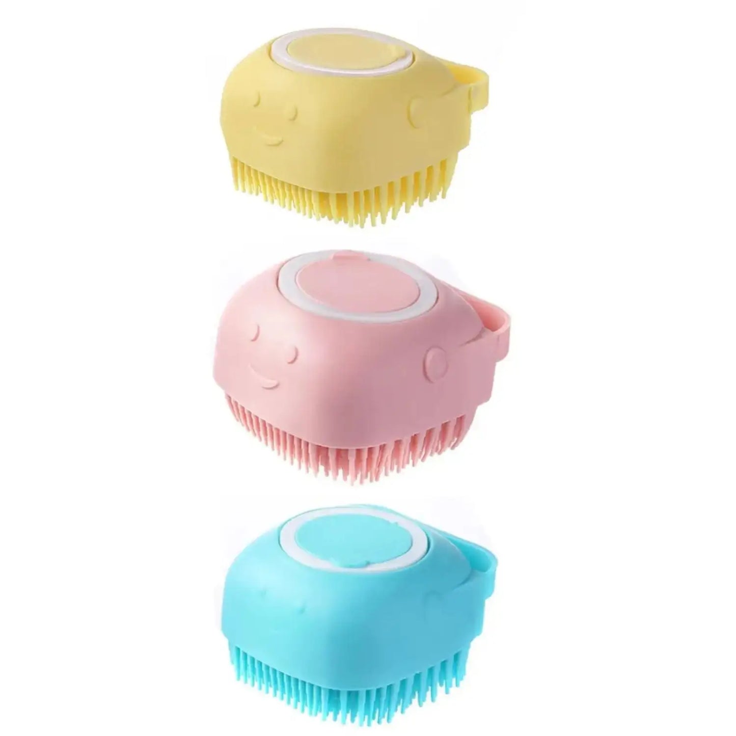 Soft Silicone Pet Grooming Gloves for Dogs Bathing and Massage - Blue & Yellow & Pink