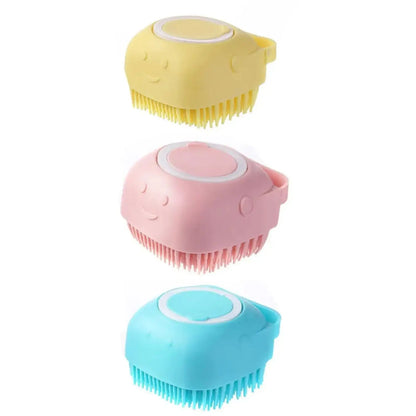 Soft Silicone Pet Grooming Gloves for Dogs Bathing and Massage - Blue & Yellow & Pink