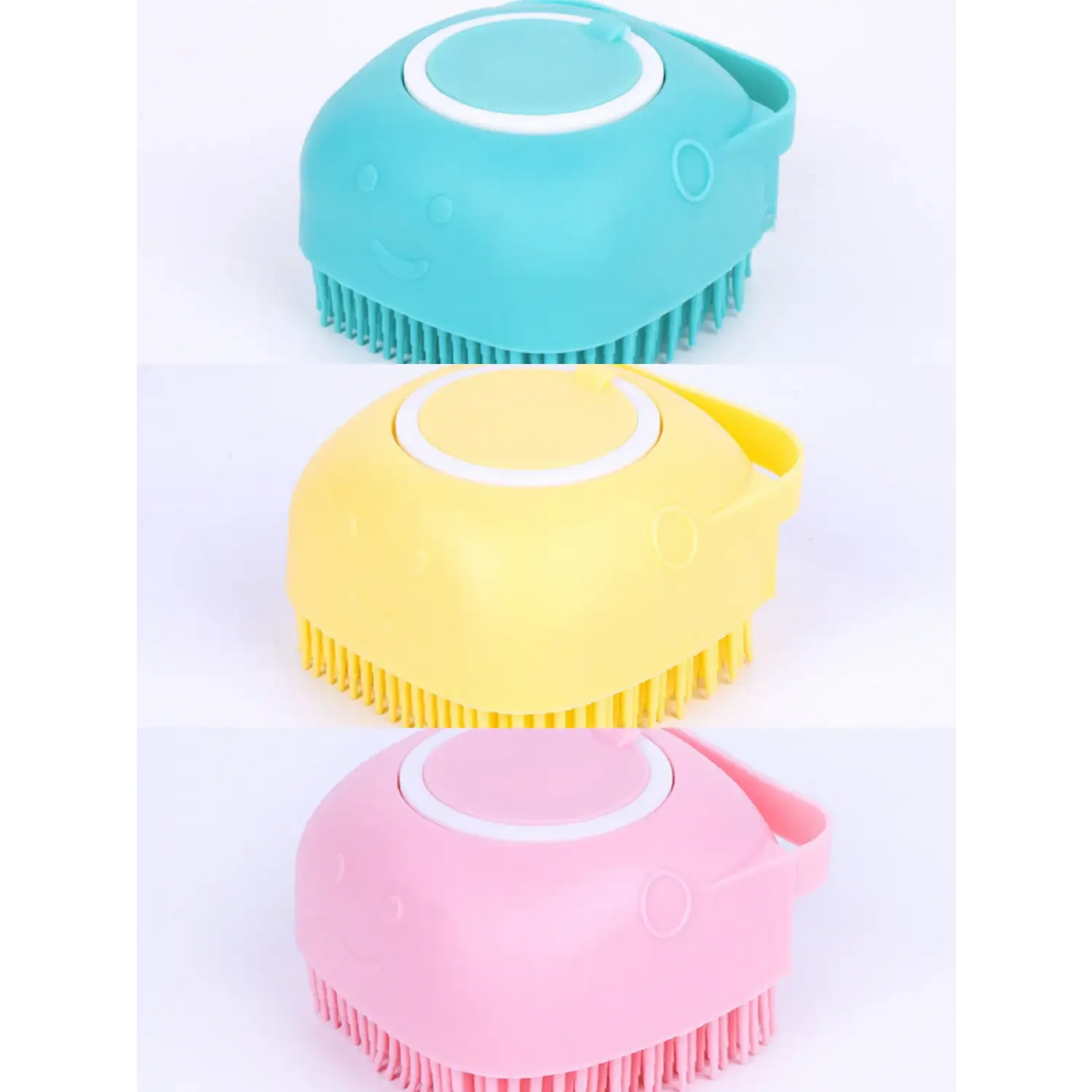 Soft Silicone Pet Grooming Gloves for Dogs Bathing and Massage - Blue & Yellow & Pink