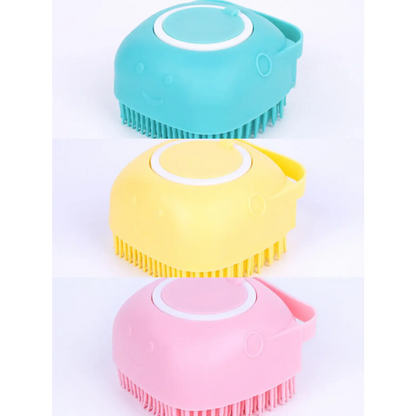 Soft Silicone Pet Grooming Gloves for Dogs Bathing and Massage - Blue & Yellow & Pink