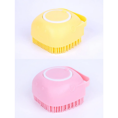 Soft Silicone Pet Grooming Gloves for Dogs Bathing and Massage - Yellow & Pink