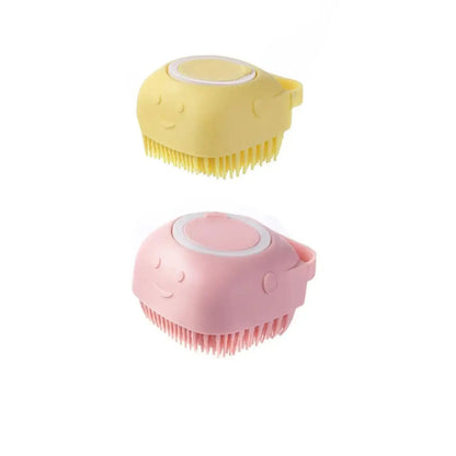 Soft Silicone Pet Grooming Gloves for Dogs Bathing and Massage - Yellow & Pink