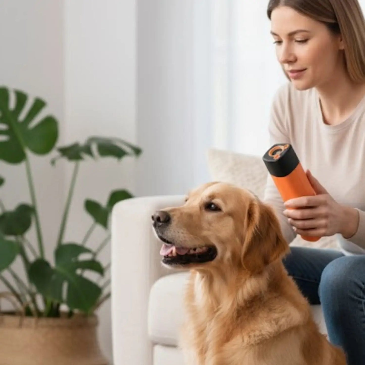 Ultrasonic Bark Deterrent Compact Easy Dog Training Solution - Orange