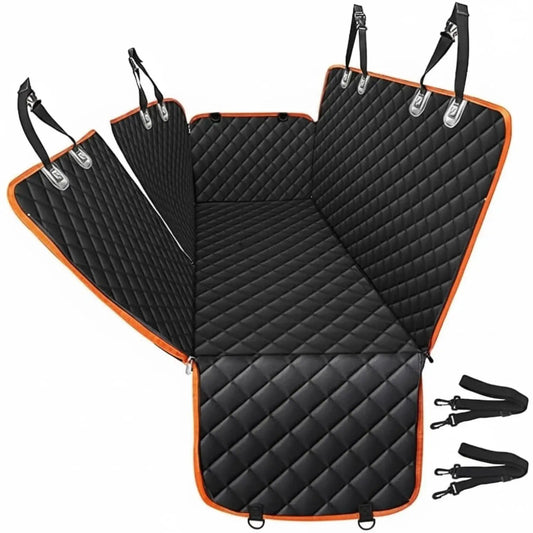 Waterproof Dog Hammock Car Seat Cover with Side Flaps & Seatbelt - One Size